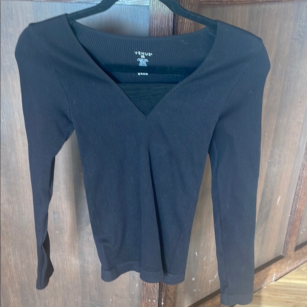 Venus Black V-Neck Women's Top
